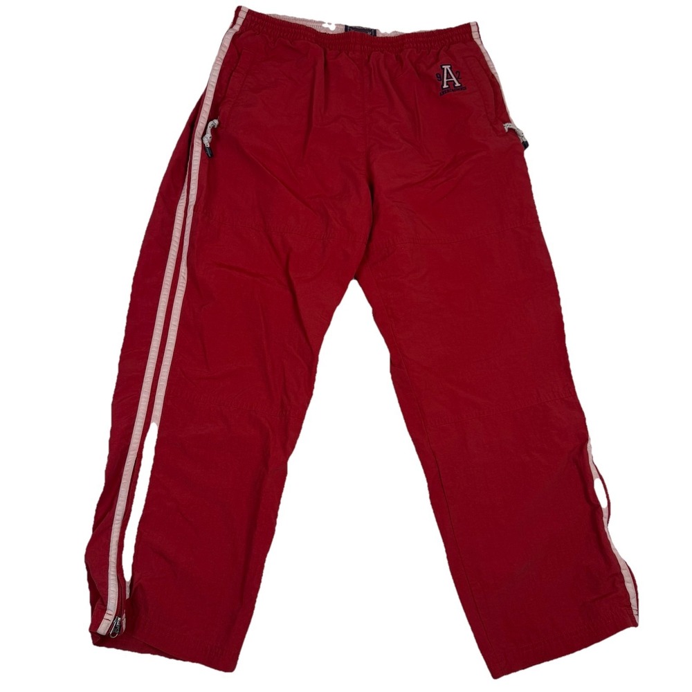 Vtg Y2K Abercrombie & Fitch Red Nylon Track Pants XL 90s Baggy Windbreaker Zip